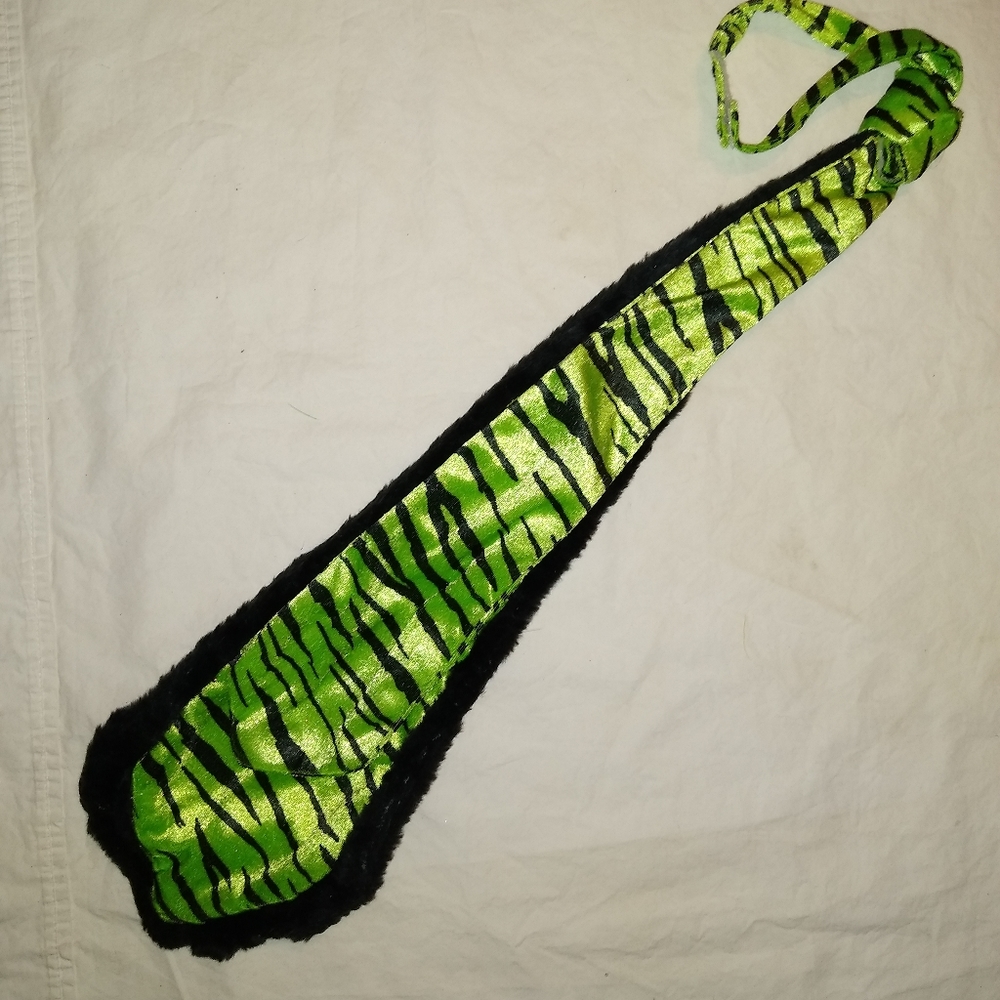 Green Tiger Striped Tie Joker Mardi Gras Costume Party Cosplay Halloween Fun